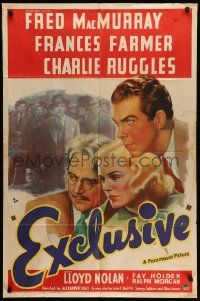 5j360 EXCLUSIVE style A 1sh '37 great artwork of Frances Farmer, Fred MacMurray, Charlie Ruggles!