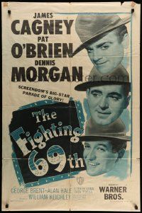 5j374 FIGHTING 69th 1sh R48 WWI soldiers James Cagney, Pat O'Brien & Dennis Morgan!