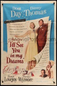 5j526 I'LL SEE YOU IN MY DREAMS 1sh '52 Doris Day & Danny Thomas are Makin' Whoopee!