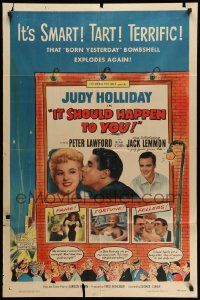 5j539 IT SHOULD HAPPEN TO YOU 1sh '54 sexy Judy Holliday & Jack Lemmon's first role!