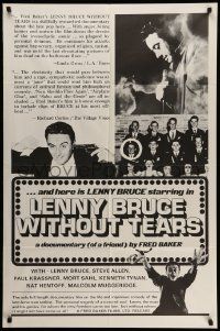 5j575 LENNY BRUCE WITHOUT TEARS 1sh '75 documentary great American satirist!