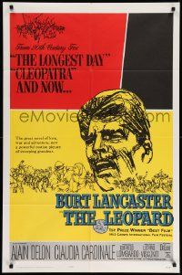 5j576 LEOPARD 1sh '63 Luchino Visconti's Il Gattopardo, cool art of Burt Lancaster!