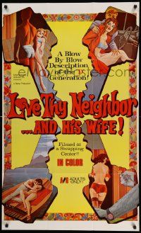 5j603 LOVE THY NEIGHBOR & HIS WIFE 26x42 1sh '70 Mike Hunt, Ann Dee, Laura Canyon, wife-swapping!