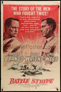 5j634 MEN 1sh R57 Battle Stripe,very first Marlon Brando, Jack Webb, directed by Fred Zinnemann!
