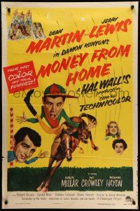 5j648 MONEY FROM HOME 3D 1sh '54 Dean Martin & horse jockey Jerry Lewis!