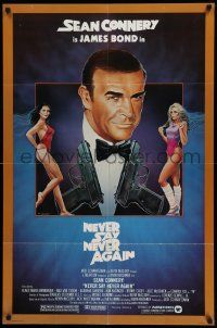 5j676 NEVER SAY NEVER AGAIN 1sh '83 art of Sean Connery as James Bond 007 by Rudy Obrero!