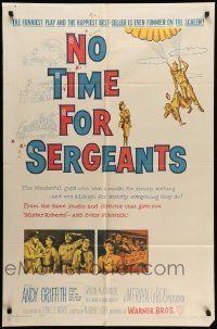 5j683 NO TIME FOR SERGEANTS 1sh '58 Andy Griffith, wacky Air Force paratrooper artwork!