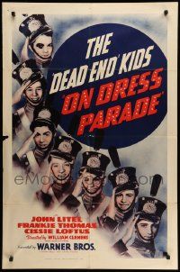 5j691 ON DRESS PARADE 1sh '39 Billy Halop & the Dead End Kids in military uniforms!
