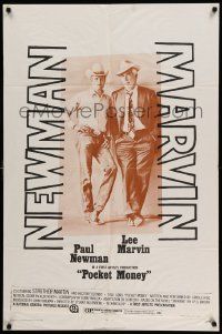 5j717 POCKET MONEY 1sh '72 great full-length portrait of Paul Newman & Lee Marvin!