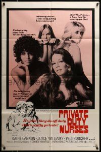 5j727 PRIVATE DUTY NURSES 1sh '71 sexy Kathy Cannon & Joyce Williams, hospital sexploitation!