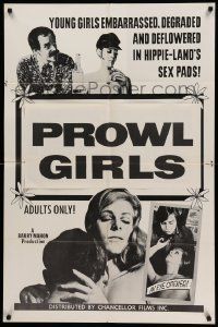 5j761 RUNAWAY DAUGHTERS 1sh '68 Barry Mahon, girls deflowered in hippie sex pads, Prowl Girls!