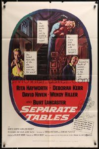 5j776 SEPARATE TABLES 1sh '58 Burt Lancaster desperately & violently craves Rita Hayworth!