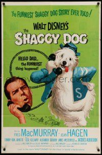 5j785 SHAGGY DOG 1sh R67 Disney, Fred MacMurray in the funniest sheep dog story ever told!