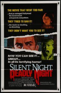 5j794 SILENT NIGHT, DEADLY NIGHT 1sh '84 the movie that went too far, now you can see it uncut!