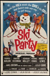 5j802 SKI PARTY 1sh '65 Frankie Avalon, Dwayne Hickman, where the he's meet the she's on skis!