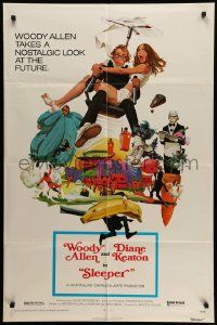 5j811 SLEEPER 1sh '74 Woody Allen, Diane Keaton, futuristic sci-fi comedy art by McGinnis!