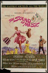 5j822 SOUND OF MUSIC 1sh '65 artwork of Julie Andrews by Howard Terpning, pre-awards w/o Todd-AO