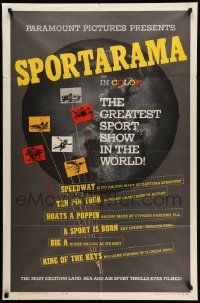 5j828 SPORTARAMA 1sh '63 racing, bowling, sky diving, greatest sport show in the world!
