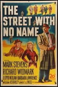 5j844 STREET WITH NO NAME 1sh '48 Richard Widmark, Mark Stevens, Barbara Lawrence, film noir!
