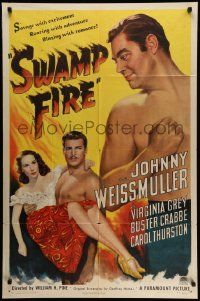 5j858 SWAMP FIRE style A 1sh '46 Johnny Weissmuller, Buster Crabbe