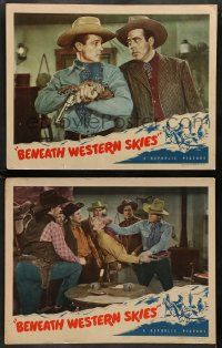 5k892 BENEATH WESTERN SKIES 2 LCs '44 western cowboys Bob Livingston & Smiley Burnette!