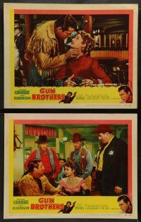 5k922 GUN BROTHERS 2 LCs '56 cool cowboy western images of Buster Crabbe & brother Neville Brand!