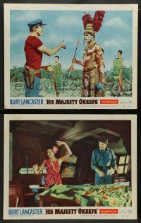 5k927 HIS MAJESTY O'KEEFE 2 LCs '54 great images of Burt Lancaster w/natives in Fiji!