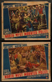 5k943 NORTH WEST MOUNTED POLICE 2 LCs '40 Cecil B. DeMille, Gary Cooper,Madeleine Carroll & top cast