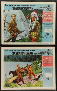5k967 SASKATCHEWAN 2 LCs '54 Canadian Mountie Alan Ladd & sexy Shelley Winters!