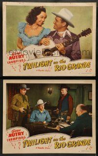 5k986 TWILIGHT ON THE RIO GRANDE 2 LCs '47 great images of Gene Autry & Adele Mara, bad guys!