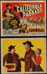 5k091 CALIFORNIA PASSAGE 8 LCs '51 different images of cowboy Forrest Tucker & Adele Mara!