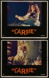 5k753 CARRIE 4 LCs '76 Stephen King, Sissy Spacek & crazy mother Piper Laurie!