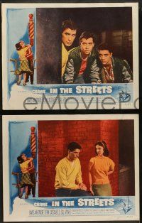 5k115 CRIME IN THE STREETS 8 LCs '56 young John Cassavetes, Whitmore, Mineo, directed by Don Siegel