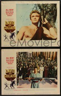 5k124 DAVID & GOLIATH 8 LCs '61 Orson Welles as King Saul with Ivica Pajer as David!!