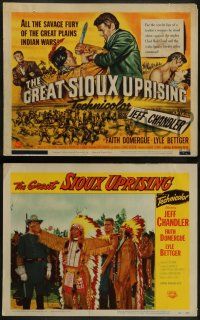 5k199 GREAT SIOUX UPRISING 8 LCs '53 Jeff Chandler & Faith Domergue, savage fury of Indian wars!