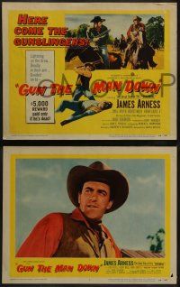 5k208 GUN THE MAN DOWN 8 LCs '56 James Arness terrorized the West in search of killers!