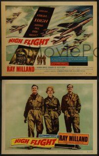 5k237 HIGH FLIGHT 8 LCs '57 Ray Milland, military fighter pilots fly top secret jets!
