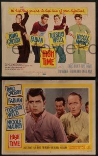 5k239 HIGH TIME 8 LCs '60 Blake Edwards directed, Bing Crosby, Fabian, sexy young Tuesday Weld!