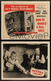 5k252 HOW TO MURDER A RICH UNCLE 8 LCs '58 Michael Caine, great macabre murder cartoon TC art!