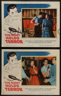 5k418 NIGHT HOLDS TERROR 8 LCs '55 John Cassavetes, a gasp in your throat and a gun at your back!
