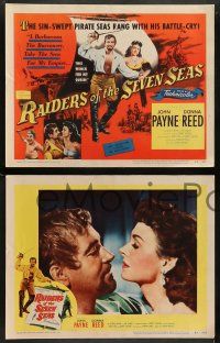 5k456 RAIDERS OF THE SEVEN SEAS 8 LCs '53 suave pirate John Payne romances sexy Donna Reed!