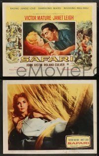 5k484 SAFARI 8 LCs '56 Victor Mature, Janet Leigh, cool images from jungle adventure!