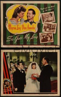 5k523 SO GOES MY LOVE 8 LCs '46 pretty Myrna Loy & Don Ameche have the world by the heart!
