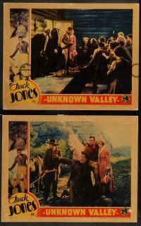 5k808 UNKNOWN VALLEY 4 LCs '33 great images of Buck Jones, Cecilia Parker, thrills, action, romance
