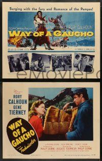 5k621 WAY OF A GAUCHO 8 LCs '52 pretty Gene Tierney & Rory Calhoun look at tough Richard Boone!