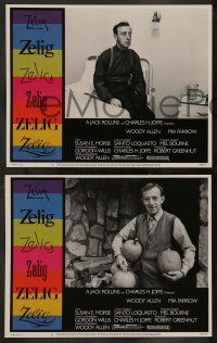 5k644 ZELIG 8 LCs '83 wacky Woody Allen in the title role, fantasy mockumentary, Mia Farrow!