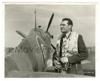 5m128 ANGELS ONE FIVE 8x10 still '54 great c/u of pilot Jack Hawkins by World War II airplane!