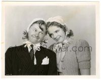 5m145 BABES IN ARMS 8x10.25 still '39 Mickey Rooney & Judy Garland wearing baby bonnets!