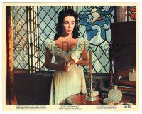 5m008 BEAU BRUMMELL color 8x10 still #5 '54 beautiful Elizabeth Taylor by stained glass window!