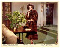 5m014 BUTTERFIELD 8 color 8x10 still #3 '60 c/u of sexy Elizabeth Taylor in fur coat with phone!